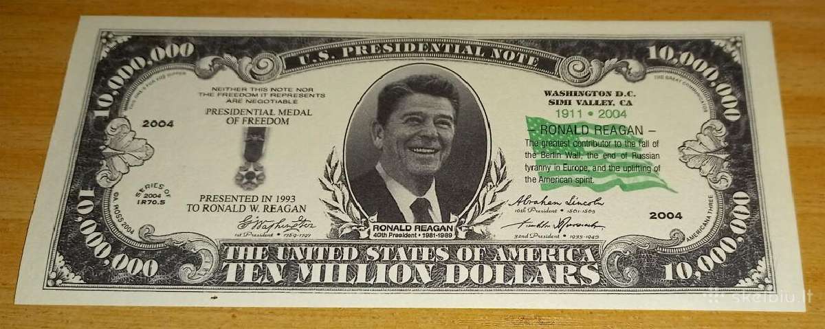 Banknotas suvenyrinis Ronald Reagan