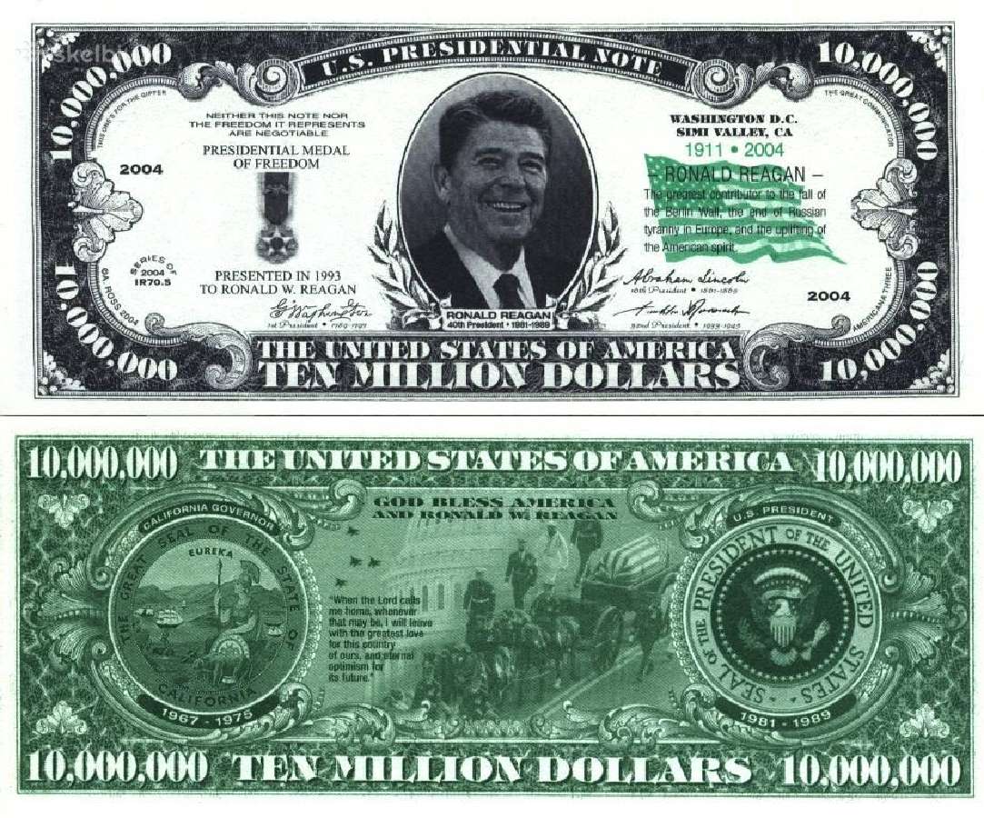 Banknotas suvenyrinis Ronald Reagan - nuotraukos Nr. 2