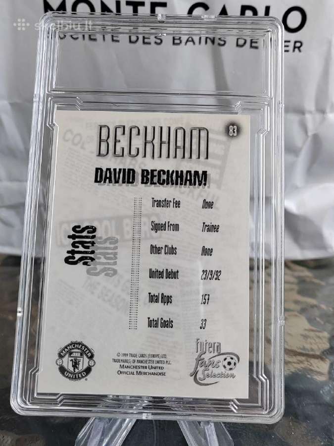 David Beckham 1999 Futera Fans Selection Korta - nuotraukos Nr. 2