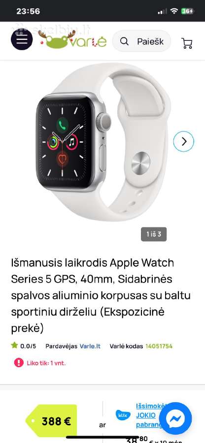 Puikios būklės Apple Watch 5 40 mm - nuotraukos Nr. 6