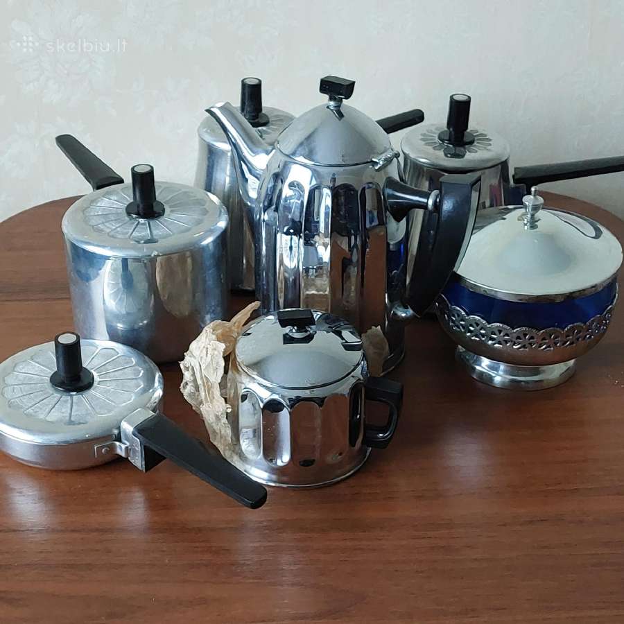 Melchiorinių ir aliumininių indų komplektas - nuotraukos Nr. 2