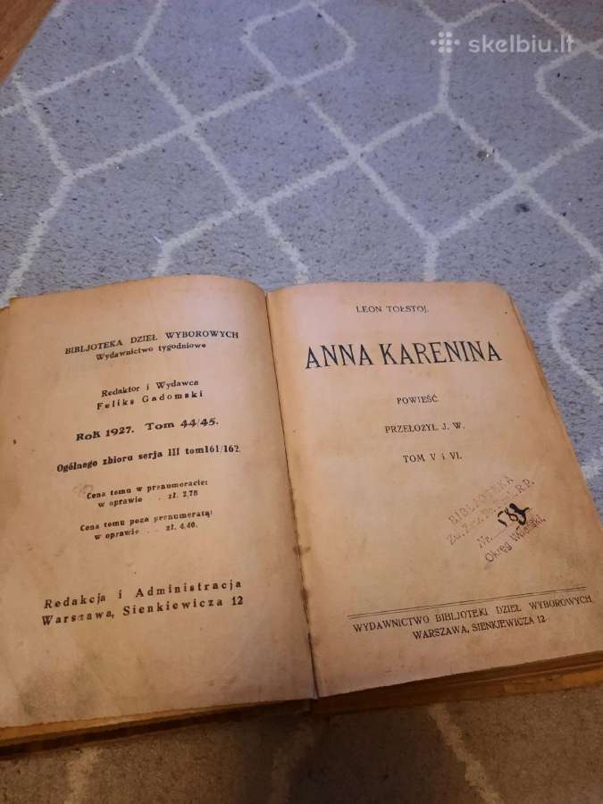 Sena knyga L. Tolstoj Anna Karenina 1927m