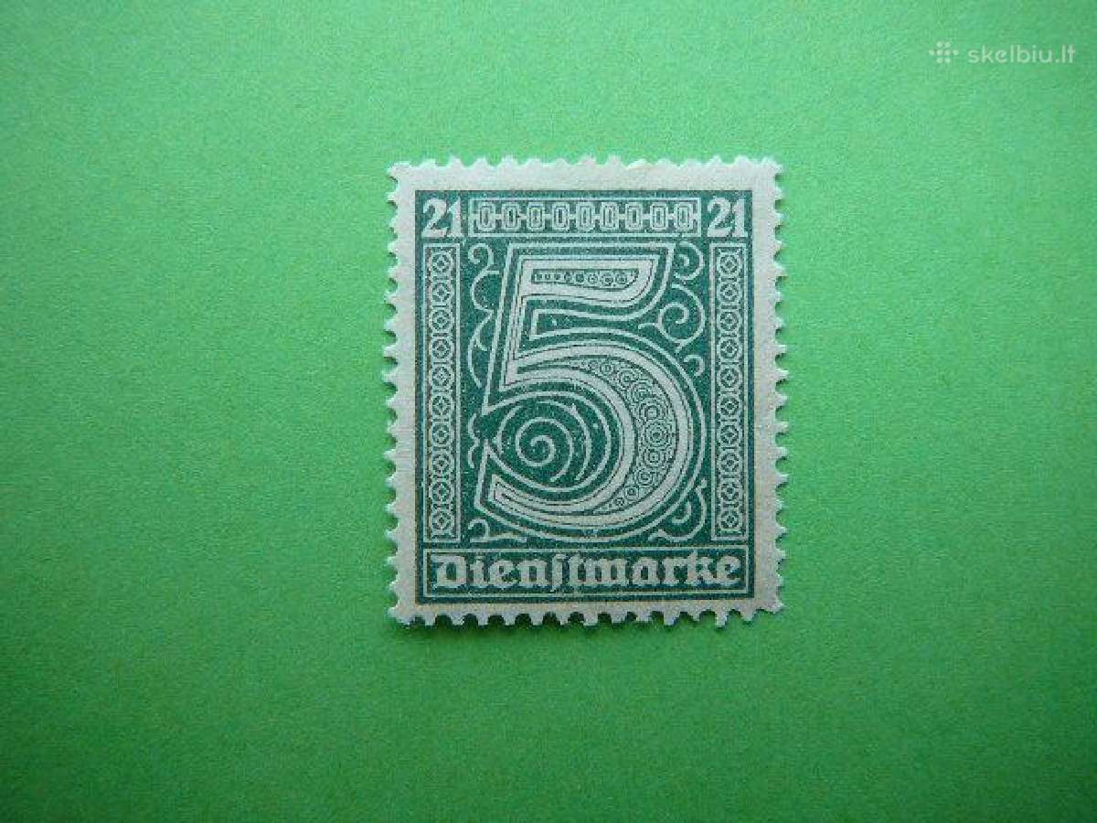 Dienstmarken Vokietija 1920 5pf vdm16s