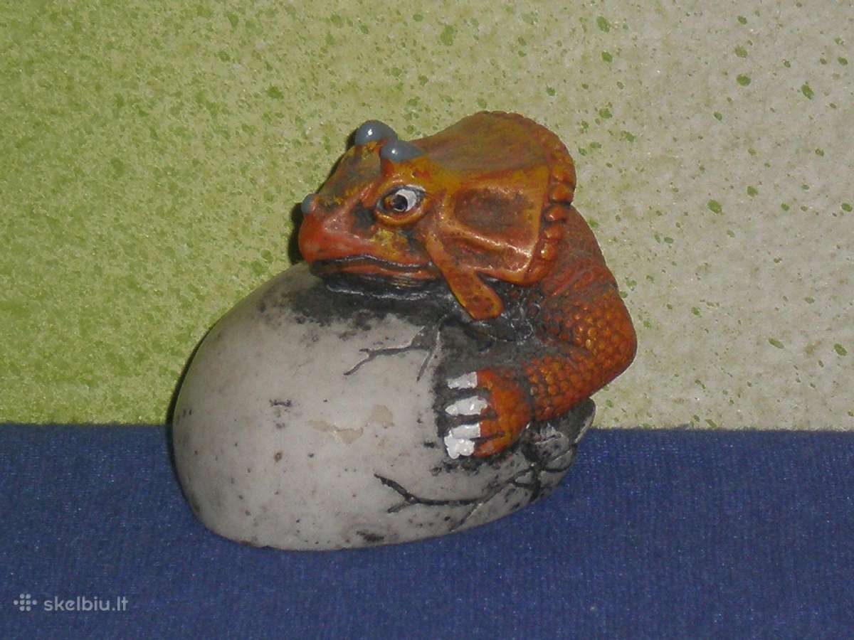 Akmeninis raguotas dinozauras statulele