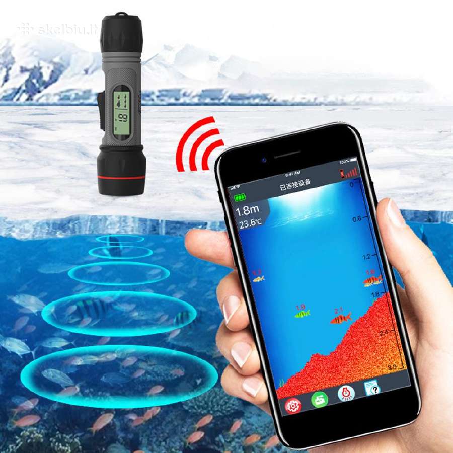 Žuvų echolotas Erchang su bluetooth (ant ledo)