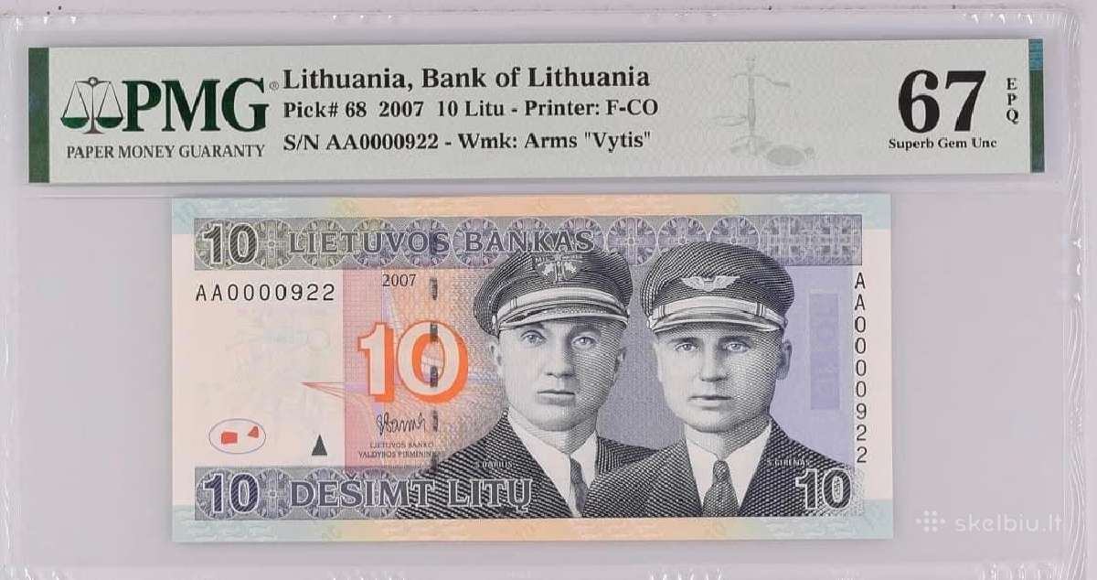 2007 m. 10 litų žemu numeriu - nuotraukos Nr. 2