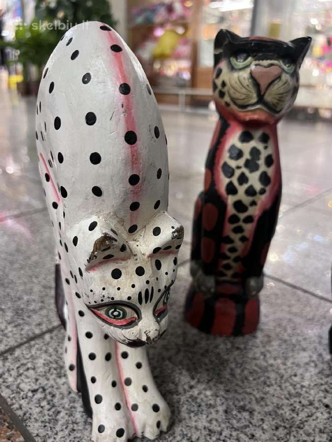 Medinės statulėlės, gaidys, papūga, pingvinas, kat - nuotraukos Nr. 2