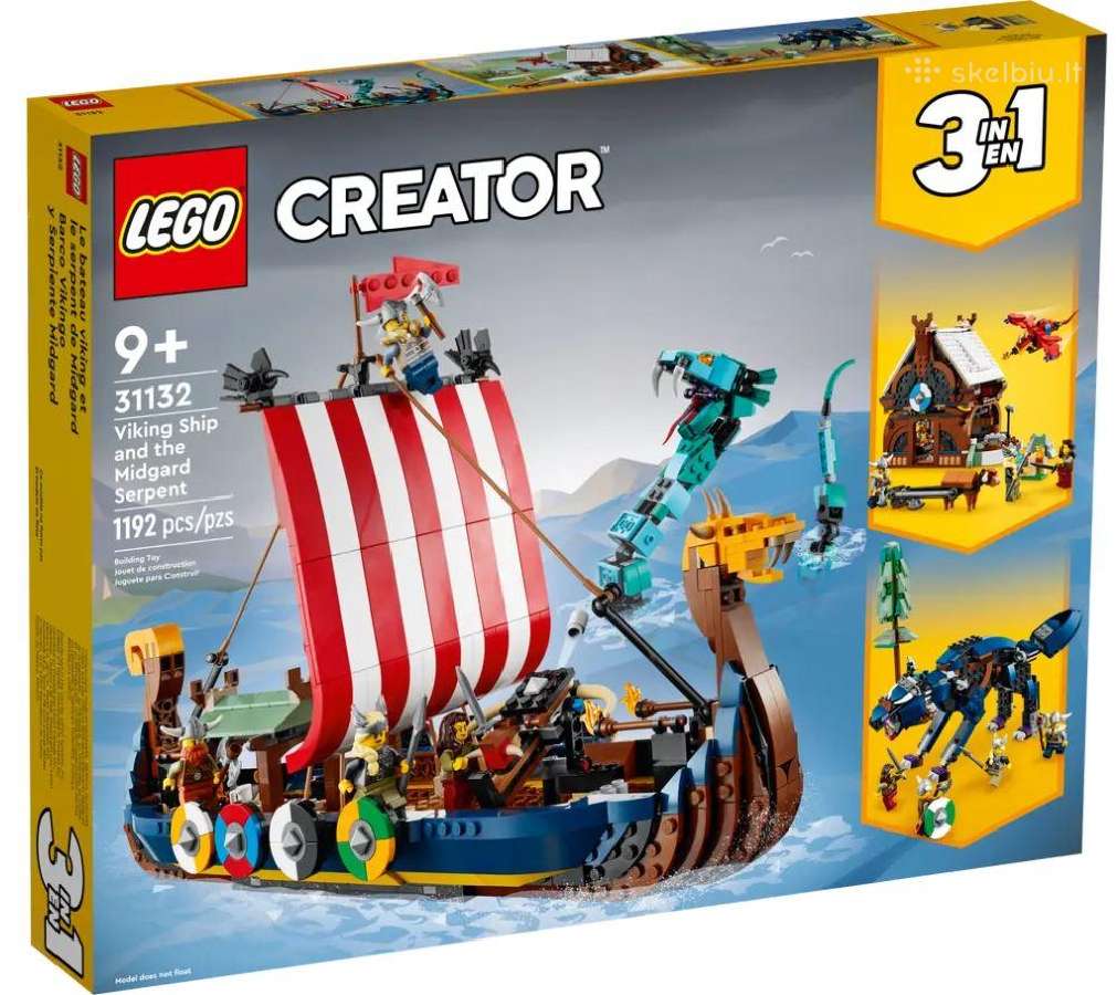 Lego creator 31132 vikingu laivas (naujas)
