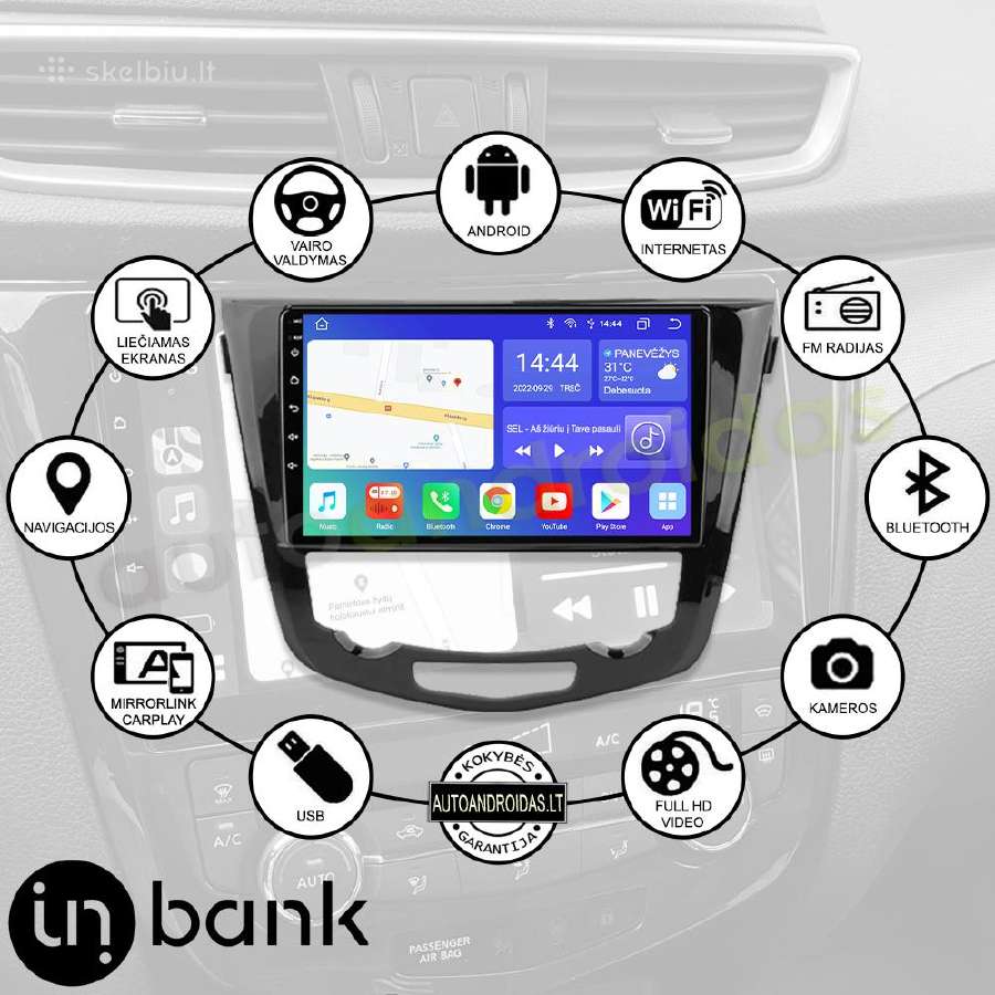 Nissan Qashqai 2 J11 2013-21 Android multimedia - nuotraukos Nr. 2