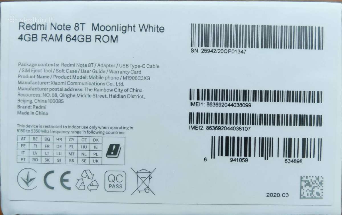 Xiaomi Redmi Note 8t 64 GB - nuotraukos Nr. 3