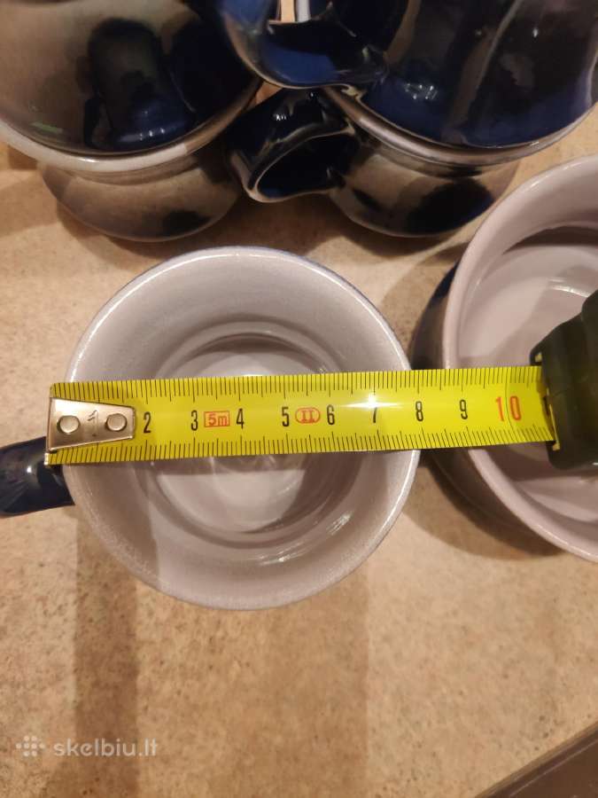 Mėlyni keramikiniai 5 puodeliai ir cukrinė - nuotraukos Nr. 5