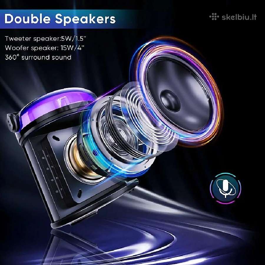 Kite Bevielė bluetooth nešiojama dviejų mikrofonų - nuotraukos Nr. 5