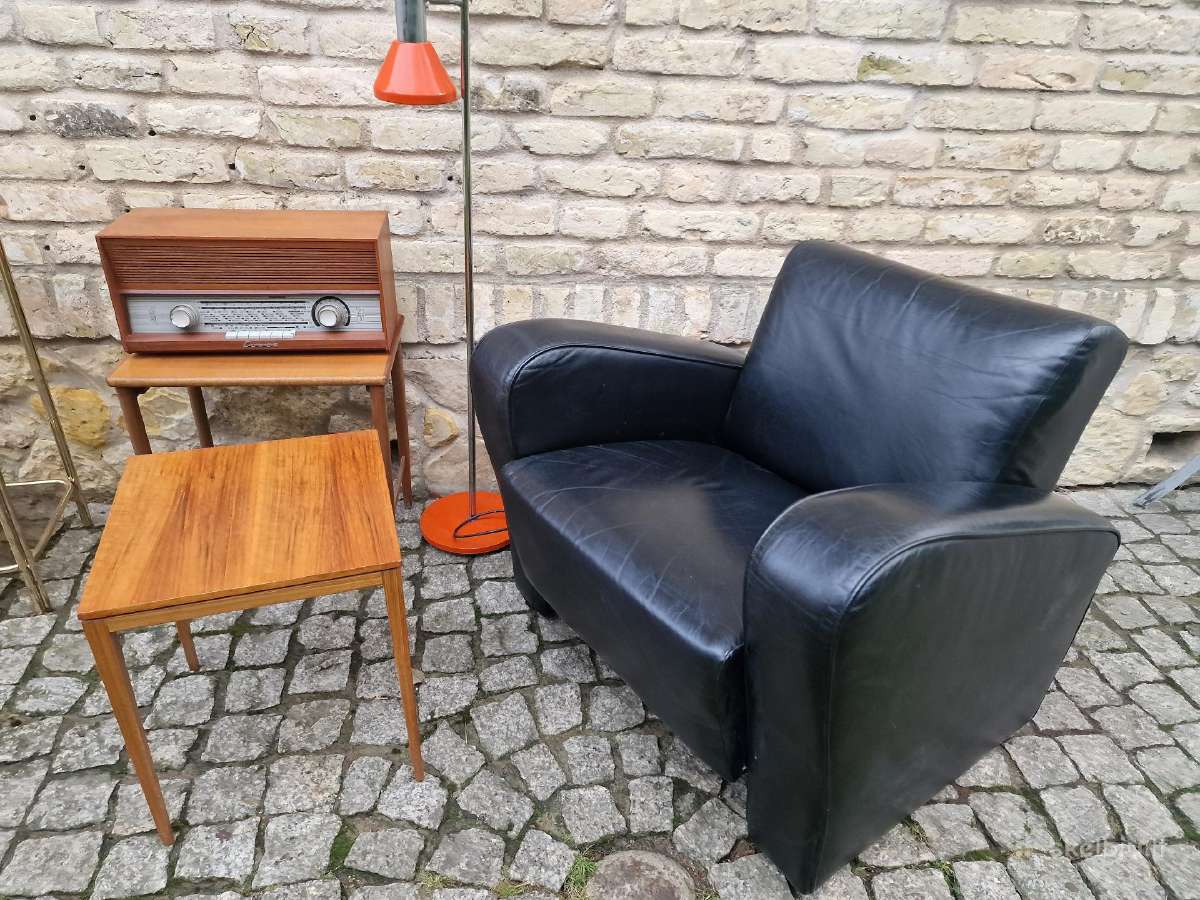 Vintažinis mid century prabangus odinis fotelis - nuotraukos Nr. 2
