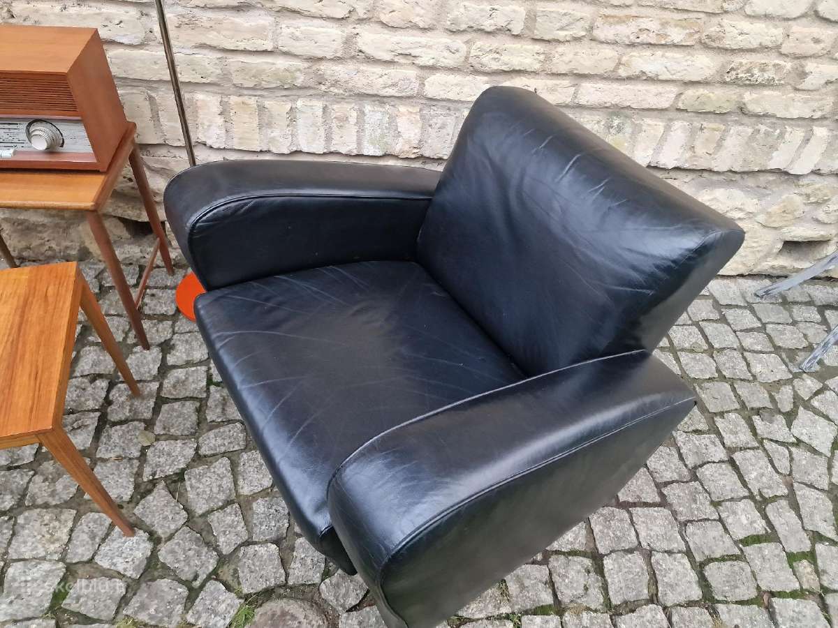 Vintažinis mid century prabangus odinis fotelis - nuotraukos Nr. 4