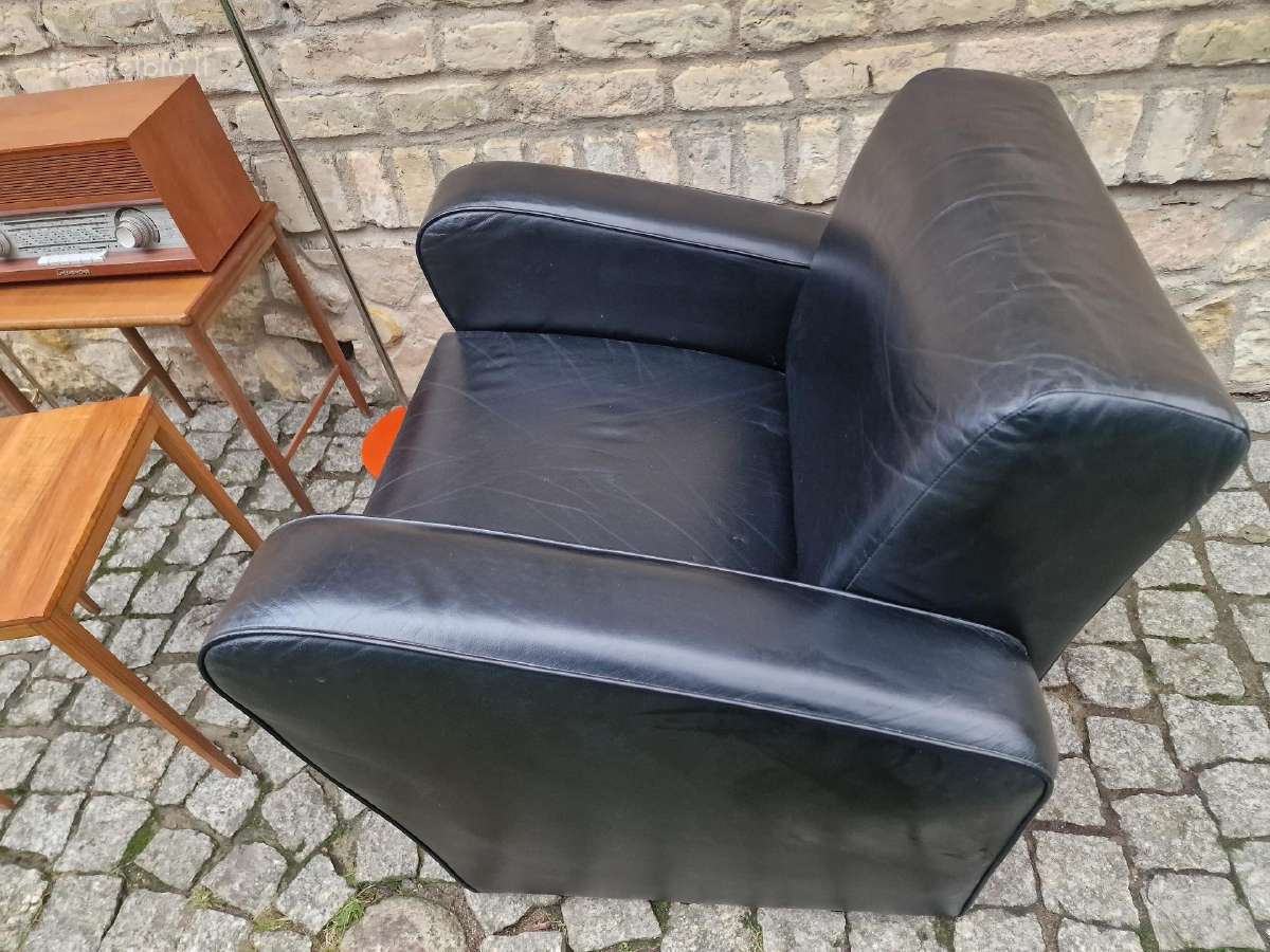 Vintažinis mid century prabangus odinis fotelis - nuotraukos Nr. 7