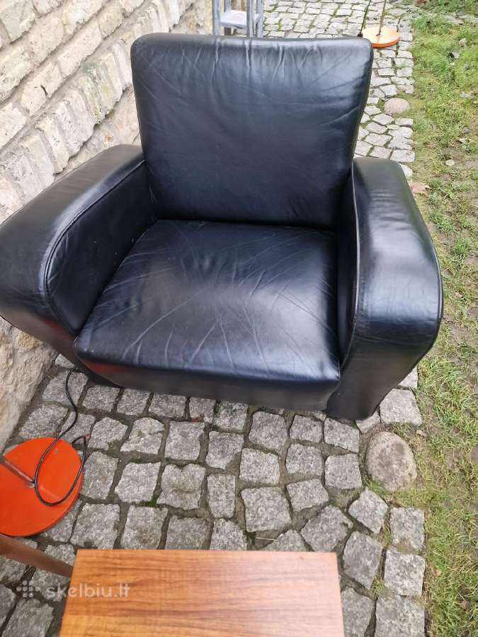 Vintažinis mid century prabangus odinis fotelis - nuotraukos Nr. 8