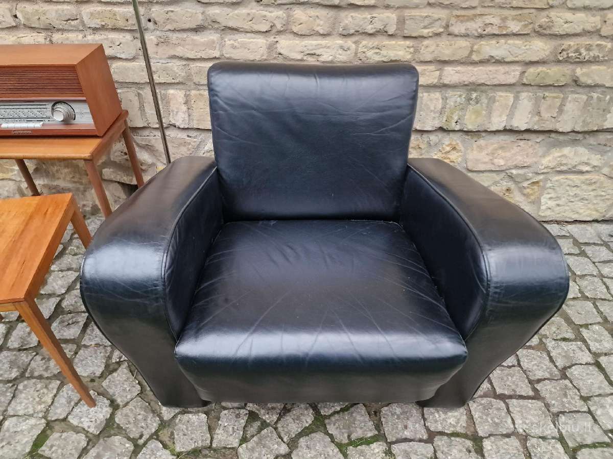 Vintažinis mid century prabangus odinis fotelis - nuotraukos Nr. 12