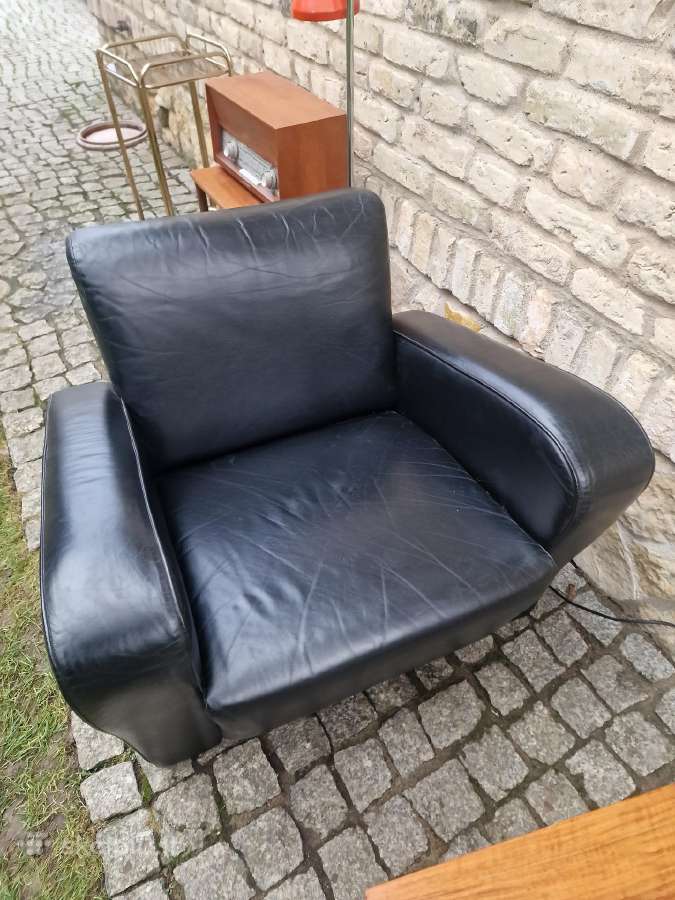 Vintažinis mid century prabangus odinis fotelis - nuotraukos Nr. 20