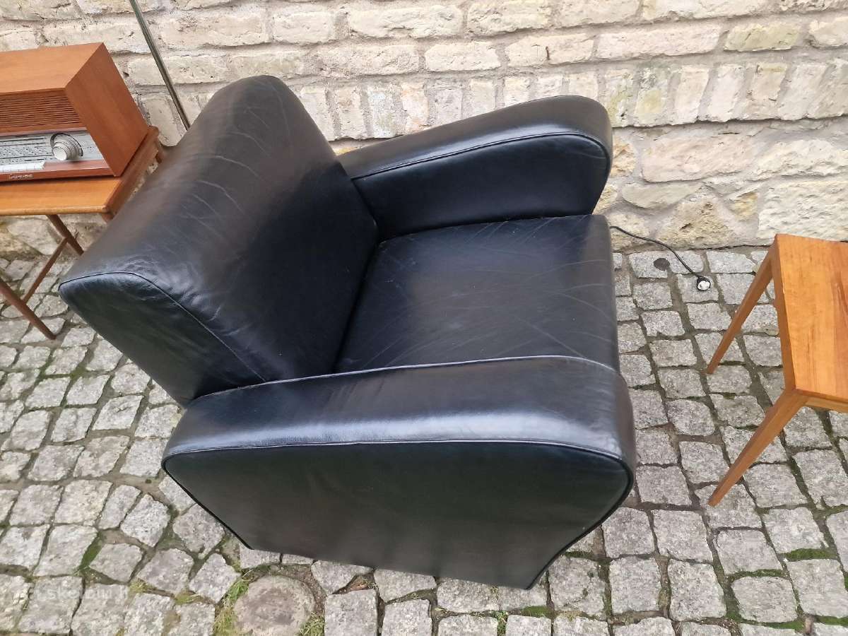 Vintažinis mid century prabangus odinis fotelis - nuotraukos Nr. 21
