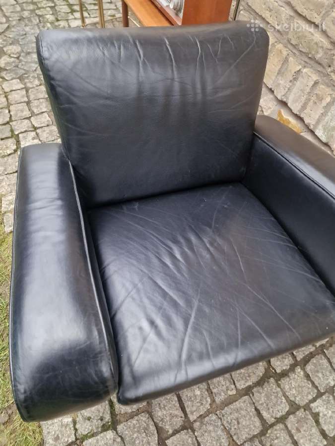 Vintažinis mid century prabangus odinis fotelis - nuotraukos Nr. 24