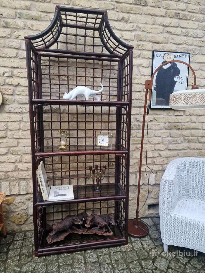 Vintažinė mid century ratango etažerė