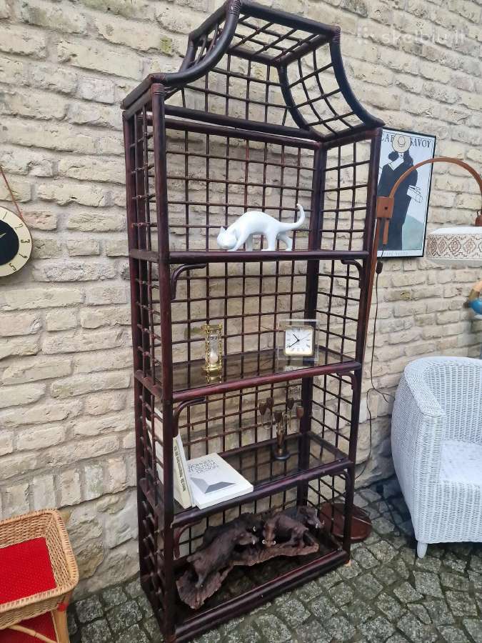 Vintažinė mid century ratango etažerė - nuotraukos Nr. 2