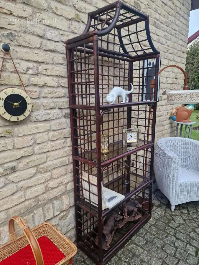 Vintažinė mid century ratango etažerė - nuotraukos Nr. 3