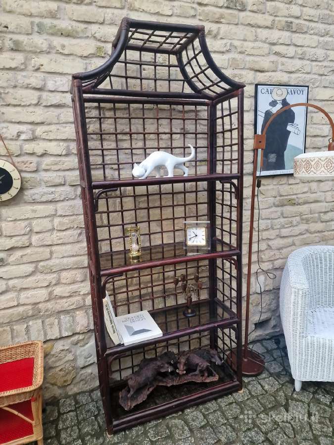 Vintažinė mid century ratango etažerė - nuotraukos Nr. 22
