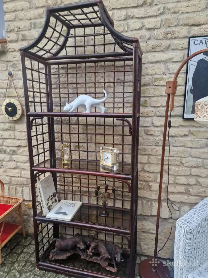 Vintažinė mid century ratango etažerė - nuotraukos Nr. 23