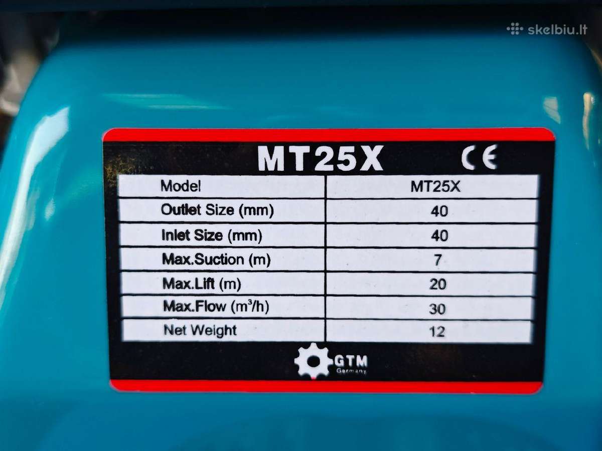 Benzininis vandens siurblys Gtm Mt25x 5hp 30m3/h - nuotraukos Nr. 3