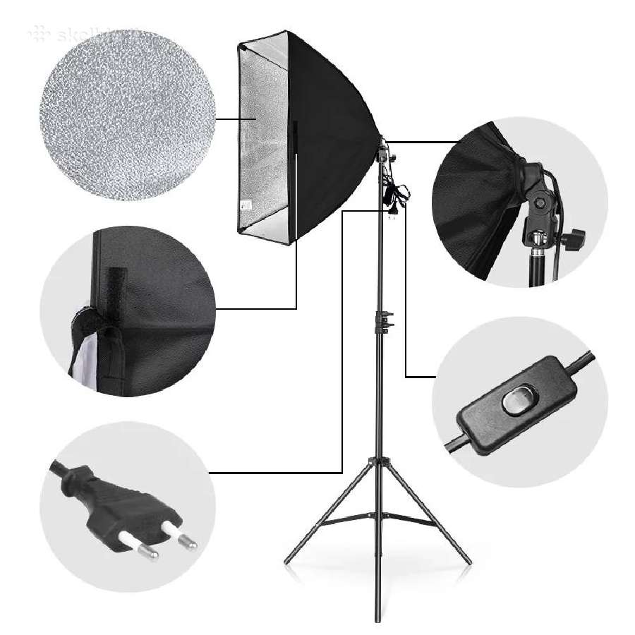 Rinkinys su 3x135w softbox + gervės alkūnė - nuotraukos Nr. 5