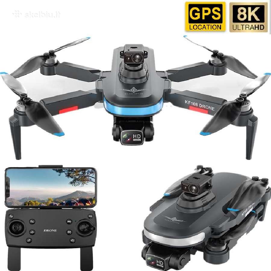 Dronas Kf108 su dviejomis kameromis GPS ir WiFi