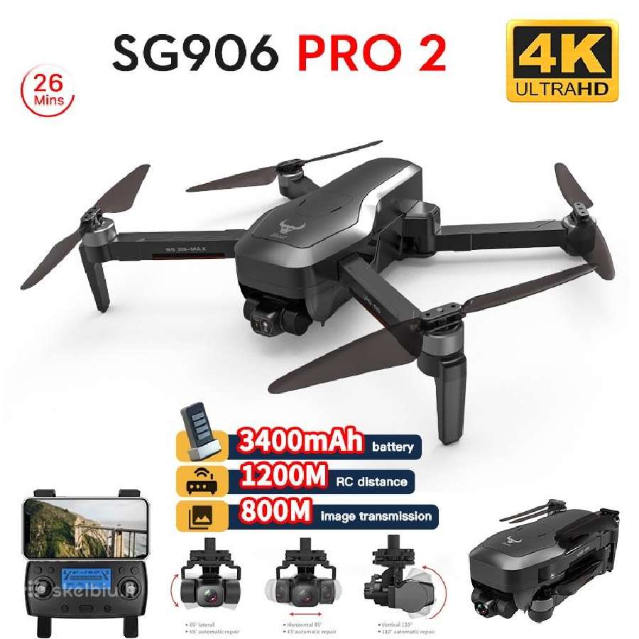 S906 Pro2 dronas su dviejomis kameromis 4k GPS Wif - Skelbiu.lt