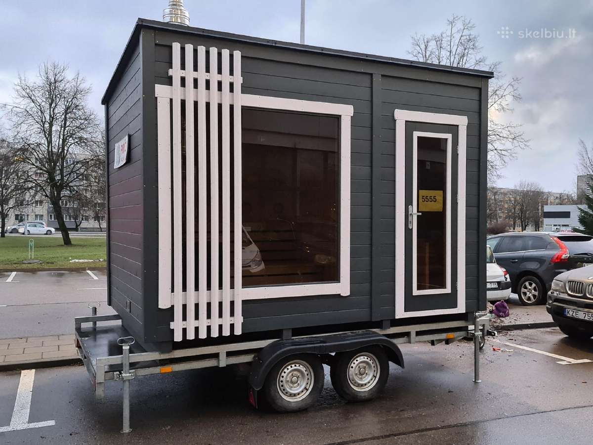 Lauko mobilios medinės pirtys 2.3x3.5m - nuotraukos Nr. 2