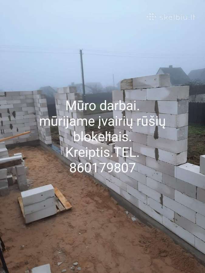 Mūro ir betonavimo darbai.