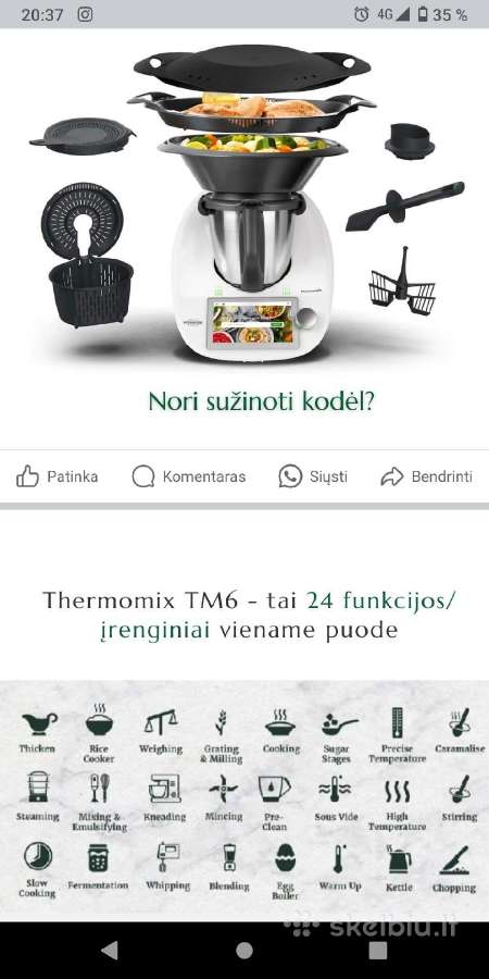 Thermomix Tm6 Tm5 išmanieji virtuvės kombainai - nuotraukos Nr. 7