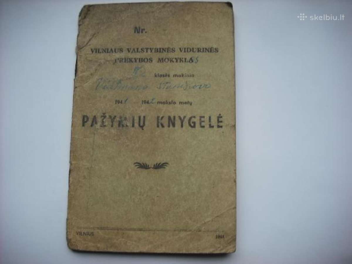 Tarpukario profsąjungos 1941m.pažymių knygelė - nuotraukos Nr. 4