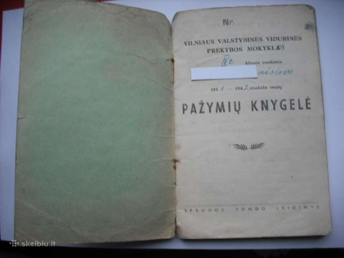 Tarpukario profsąjungos 1941m.pažymių knygelė - nuotraukos Nr. 5