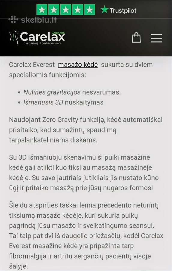 Masažinis krėslas Carelax Everest 3D - nuotraukos Nr. 14