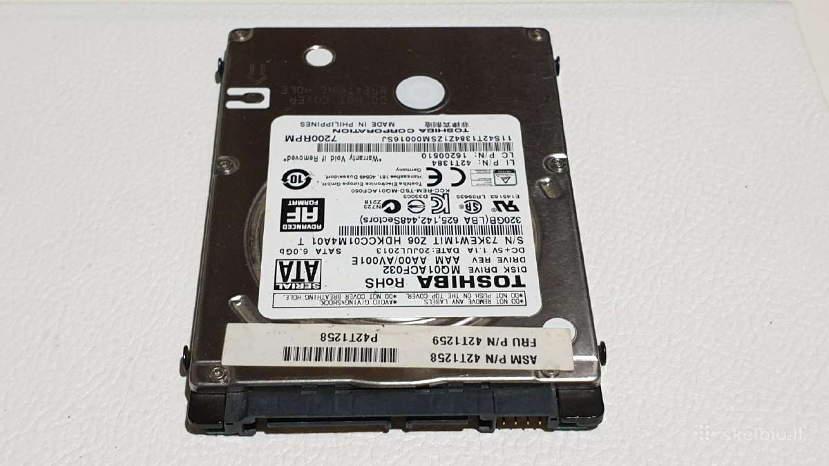 320gb 2,5hdd Toshiba 7200rpm - nuotraukos Nr. 2