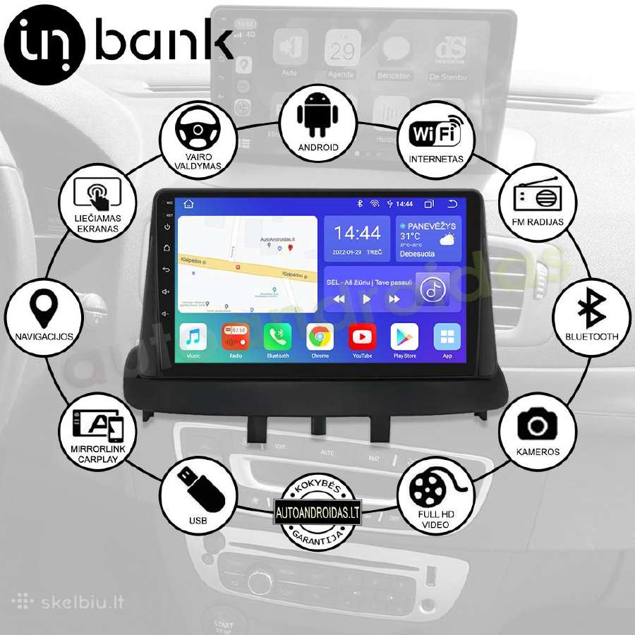 Renault Megane3 Fluence 2009-14 Android multimedia - nuotraukos Nr. 2