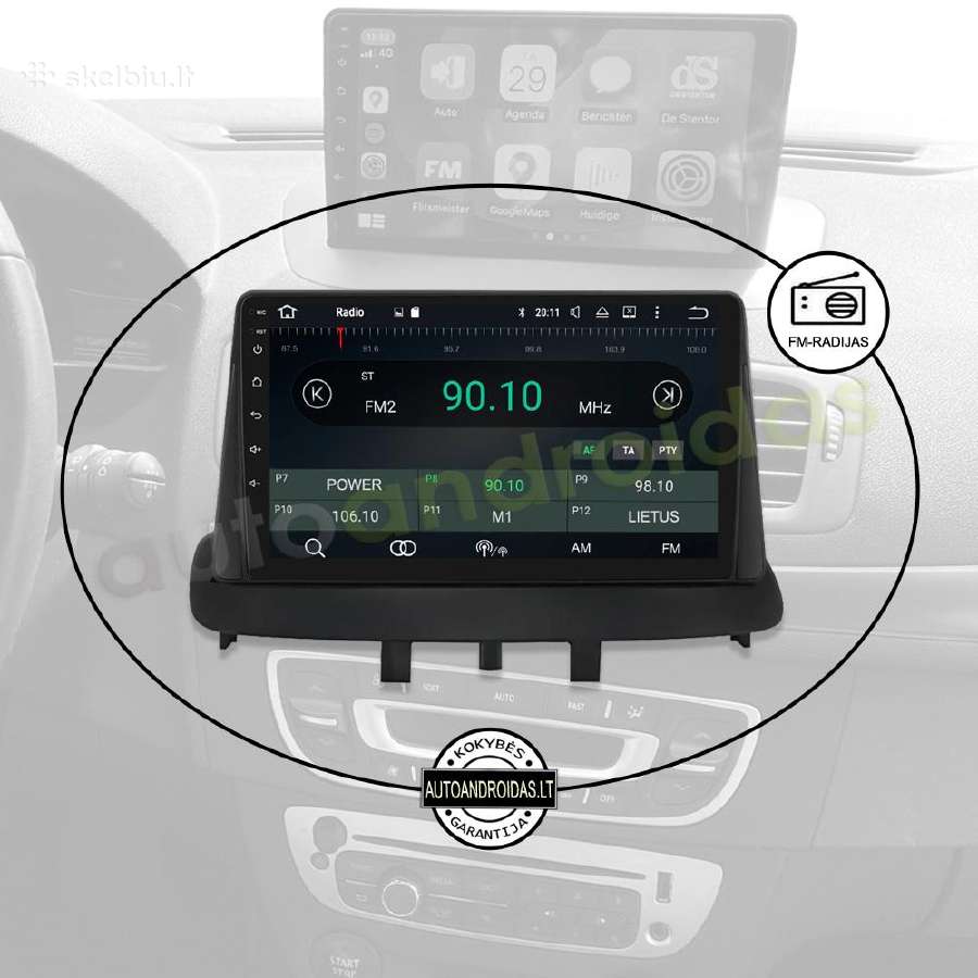 Renault Megane3 Fluence 2009-14 Android multimedia - nuotraukos Nr. 4