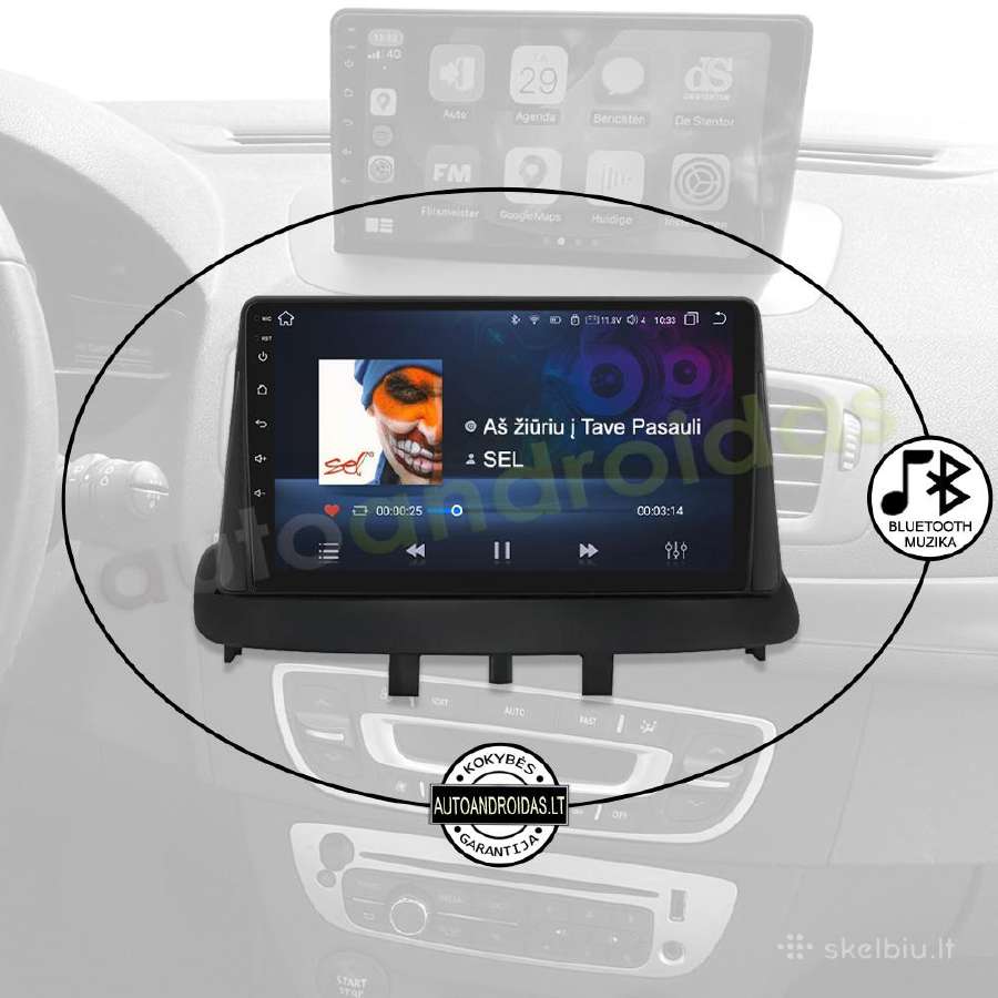 Renault Megane3 Fluence 2009-14 Android multimedia - nuotraukos Nr. 6