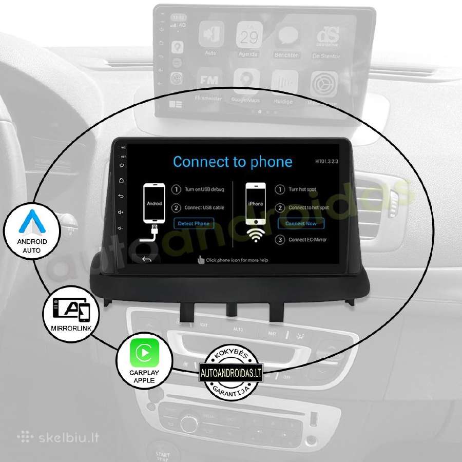 Renault Megane3 Fluence 2009-14 Android multimedia - nuotraukos Nr. 10