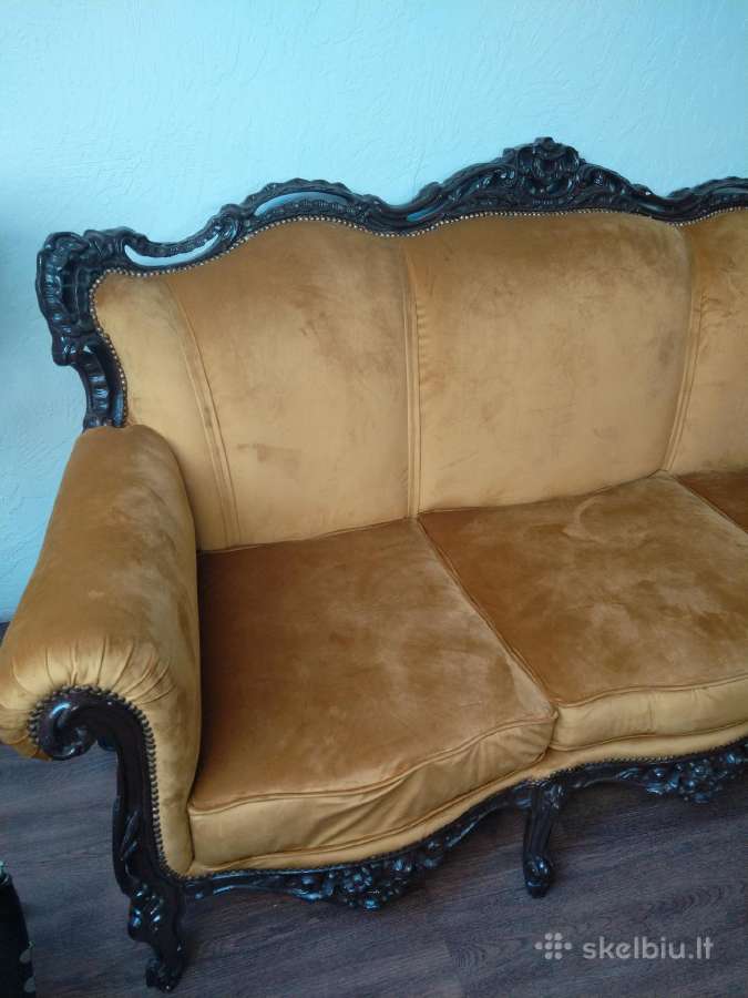 Sofa medinių rėmu - nuotraukos Nr. 2