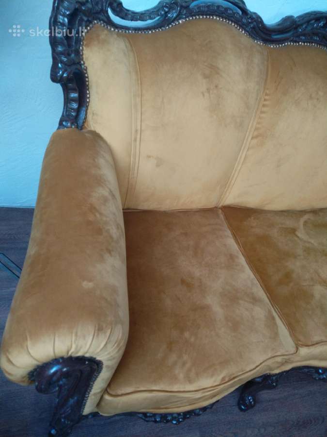Sofa medinių rėmu - nuotraukos Nr. 3