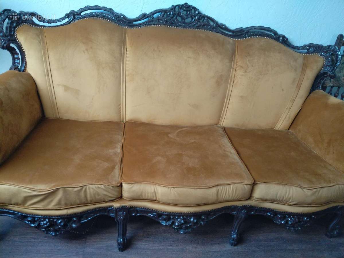 Sofa medinių rėmu - nuotraukos Nr. 4
