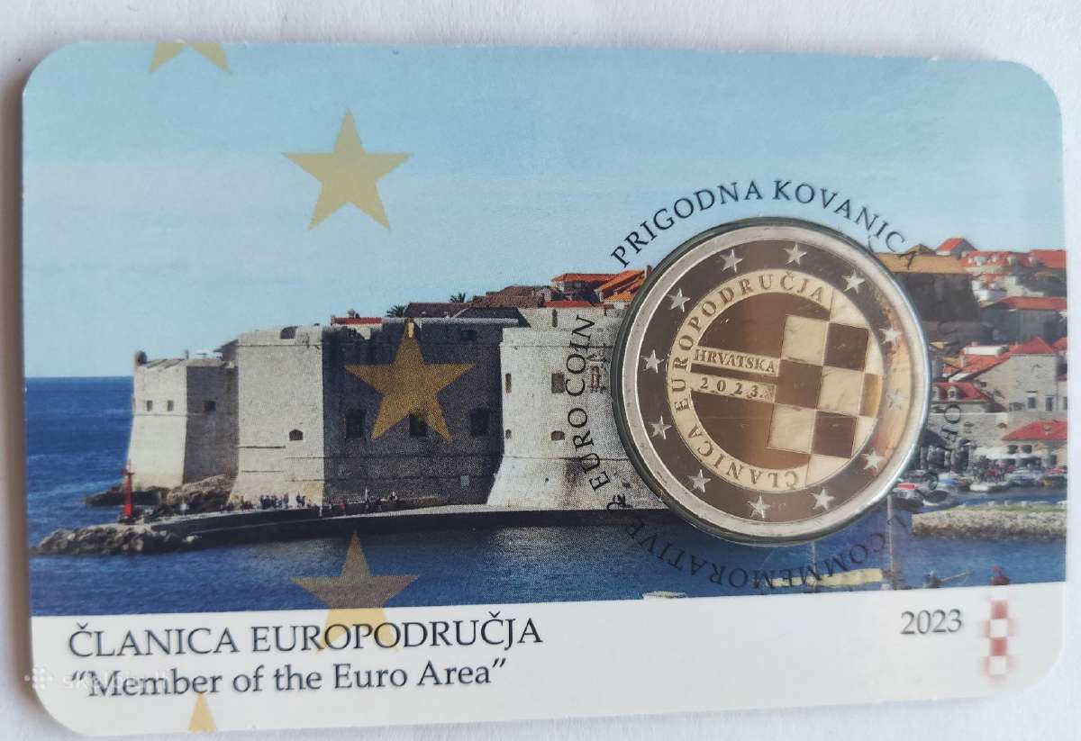 Kroatija 2 eurai kortelėje Proof!