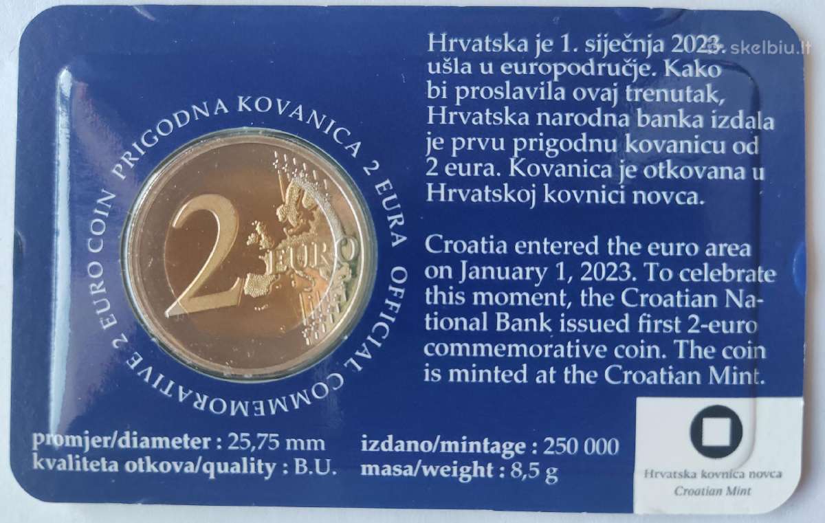 Kroatija 2 eurai kortelėje Proof! - nuotraukos Nr. 2