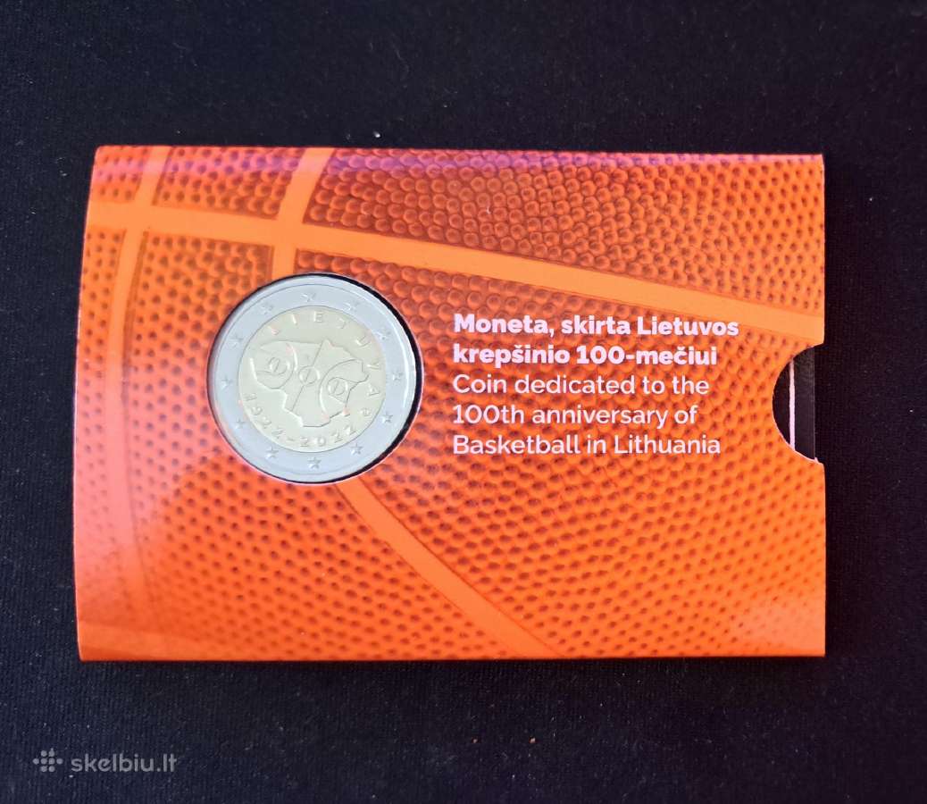 2 eurų Bu moneta kortelėje Lietuva, krepšinis